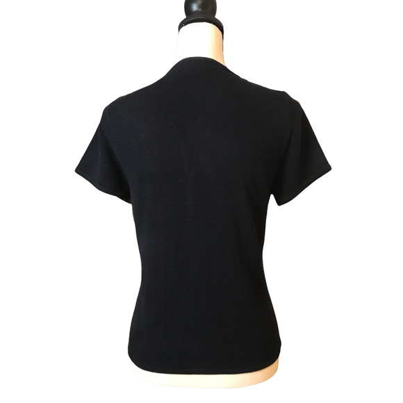 SML Design Black Beaded Cardigan Sweater with V-neckline, Size Small - Picture 3 of 5